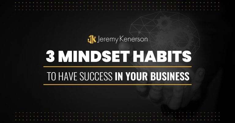 Man's hand holding a geometric shape with 3 Mindset Habits to Have Success in Your Business