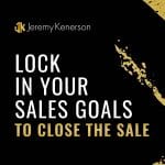 Black paint splat over a yellow background with Lock in Your Sales Goals to Close the Sale in the middle.
