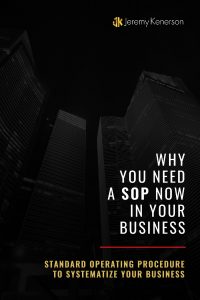 Tall buildings in the dark with Why You Need a SOP Now in Your Business | Standard Operating Procedure to Systemize Your Business in the center. 